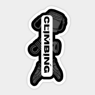 climbing with rock climbing equipment white Sticker